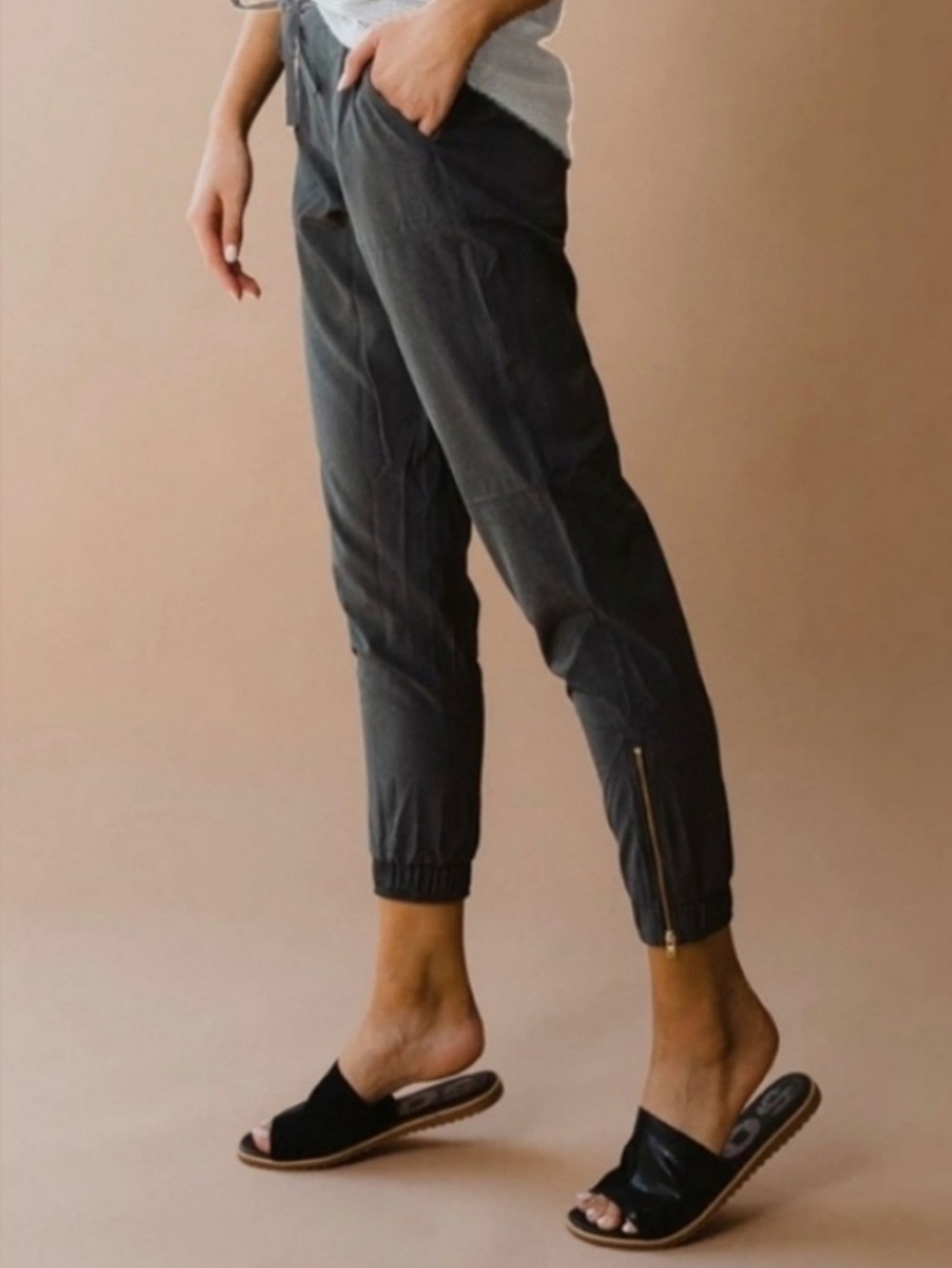 Albion Charcoal Zip-Hem Ankle Joggers